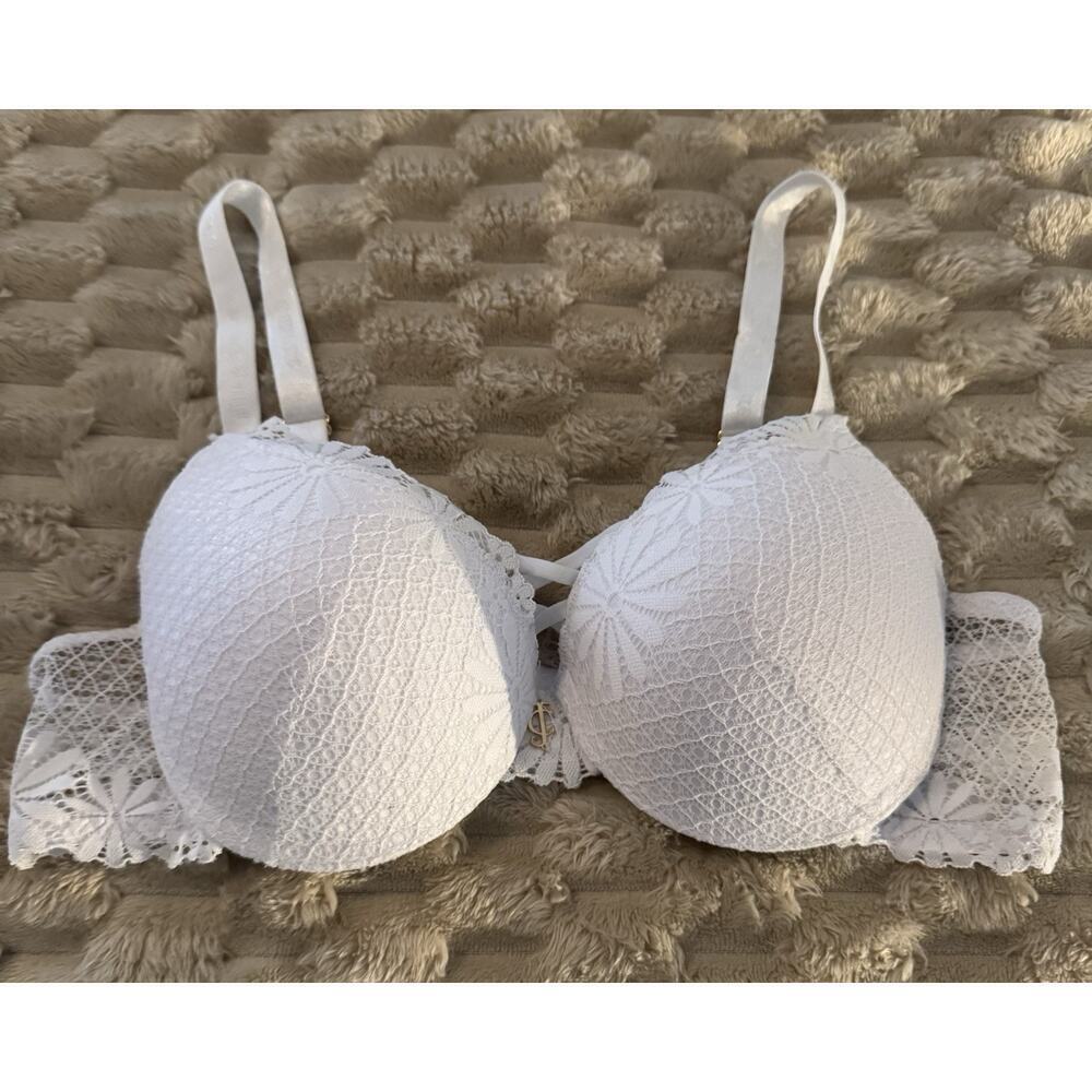 Juicy Couture ~ Women's Push Up Bra White Padded Underwire Nylon ~ 36B
